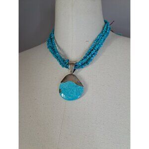 Necklace, Turquoise Stone Necklace, Elegant Vintage Turquoise Chip Necklace, Thr